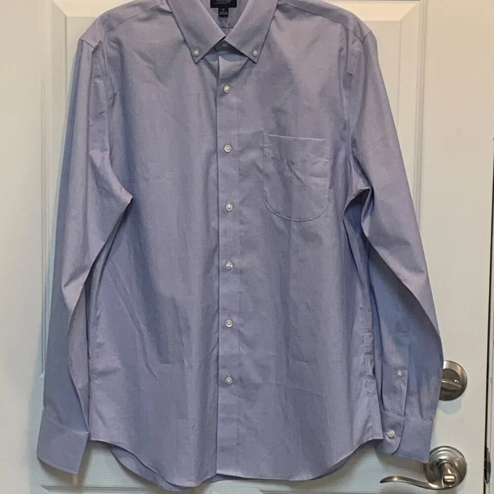 J Crew Men's Classic Blue Oxford Shirt Button Brown Collar Sz M- NWT #602 - Picture 4 of 7